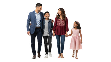 Happy Hispanic Family Walking Together