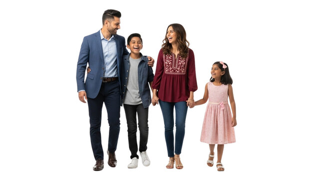 Happy Hispanic Family Walking Together