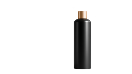 Matte black bottle with rose gold cap