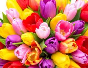 Fototapeta premium Vibrant Tulip Bouquet in Full Bloom Isolated on Transparent Background PNG