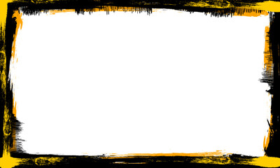 black yellow brush painting color blank space frame border artistic grunge graphic element