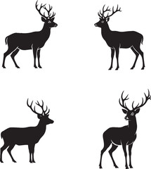 Antlered Deer Silhouettes – Minimalist Forest Wildlife Vector Set