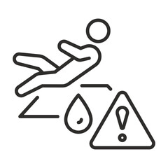 Warning wet floor. Man slipped icon. Linear vector illustration. Slippery surface. Simple symbols.