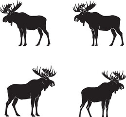 Moose Silhouette Collection – Minimalist Forest Wildlife Set