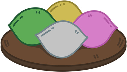 png illustration of a korean dessert songpyeon
