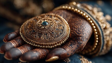 Fototapeta premium Detailed mandala mehndi art on hand high resolution picture