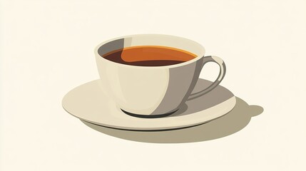 Obraz premium A simple, elegant illustration of a coffee cup on a saucer, showcasing a warm beverage that invites relaxation and enjoyment.