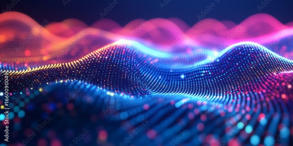 Poster high-resolution shot of layered data points with complex patterns and vibrant colors, perfect for te