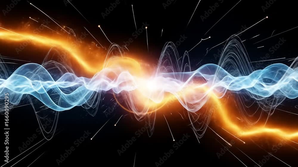 Aufkleber dynamic energy waves: abstract digital visualization of power.