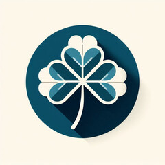 Stylized illustration of a four-leaf clover on a circular background with shadows