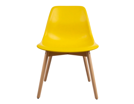 Single Retro Plastic Chair with Curved Backrest, Transparent Background