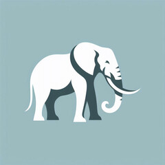 Obraz premium Stylized illustration of an elephant standing against a soft blue background, showcasing its majestic form