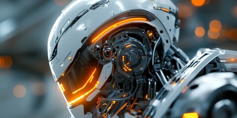 Fototapeta premium a robotic exoskeleton with fine details and glowing accents, perfect for futuristic, tech-driven scenes.