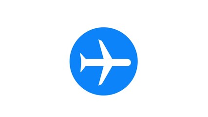 Turn-on airplane mode animation. A gray icon transitions to an active state with blue and green color variations on a white background. - Powered by Adobe