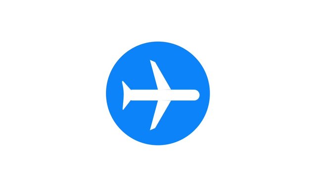 Turn-on airplane mode animation. A gray icon transitions to an active state with blue and green color variations on a white background.