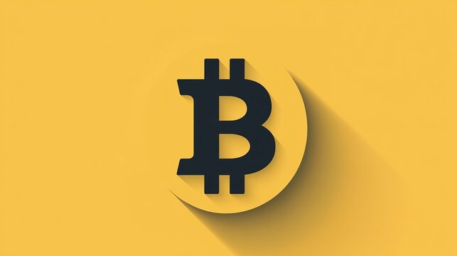 A stylized Bitcoin logo on a vibrant yellow background, emphasizing cryptocurrency and digital finance.