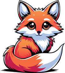 A drawing of a fox with a red tail