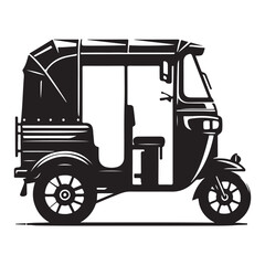 Black and White Auto Rickshaw Vector Icon