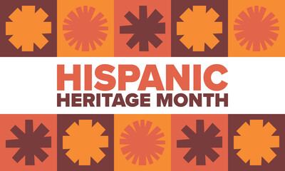 National Hispanic Heritage Month in September and October. Hispanic and Latino Americans culture. Celebrate annual in United States. Poster, card, banner and background. Vector illustration