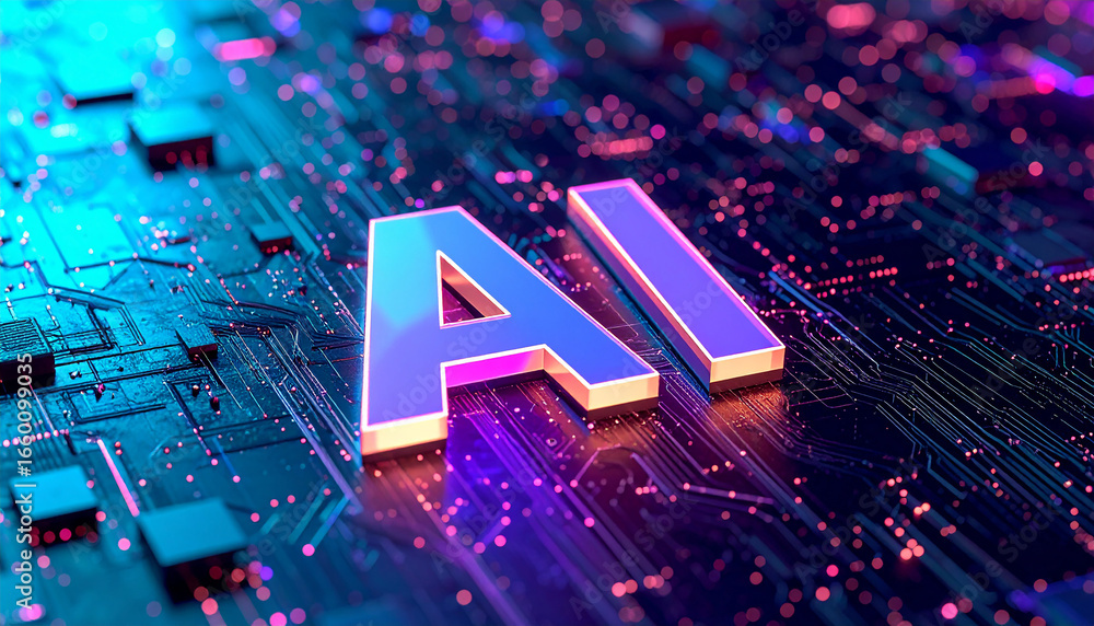 Aufkleber artificial intelligence concept featuring the ai letters on a circuit board with a futuristic and te