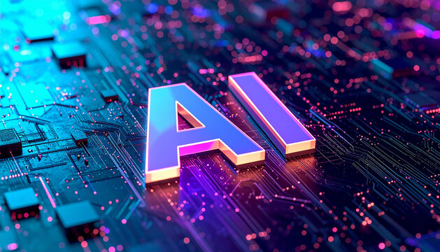 Artificial intelligence concept featuring the ai letters on a circuit board with a futuristic and technological design, showcasing innovation