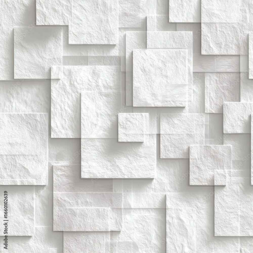 Poster a white wall with a pattern of squares and rectangles. the white color of the wall and the squares c