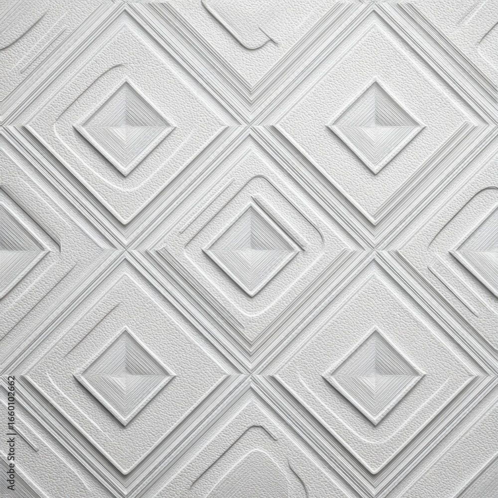 Poster a white background with a pattern of squares and triangles. the squares are larger than the triangle