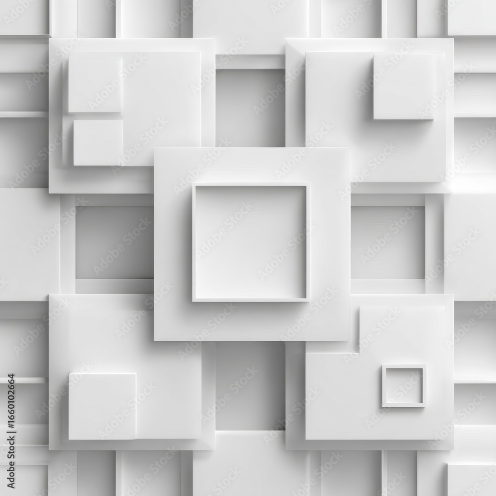 Aufkleber a white background with squares of different sizes. the squares are all white and are arranged in a 