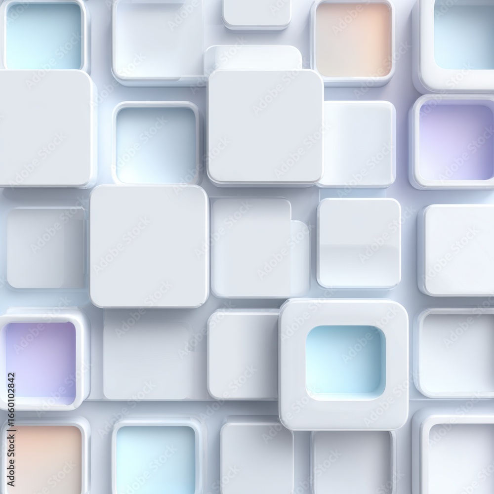 Aufkleber a white background with many squares of different colors. the squares are arranged in a way that cre