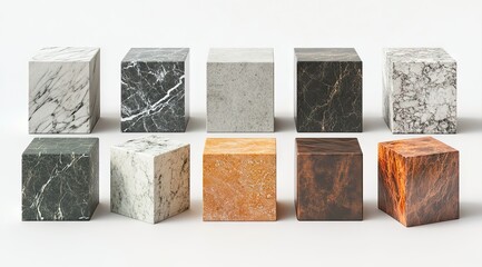 Geometric marble cubes arranged