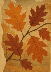 Fototapeta premium Vintage autumn leaves illustration