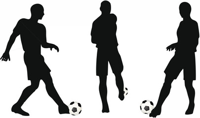 Poses of soccer players silho...