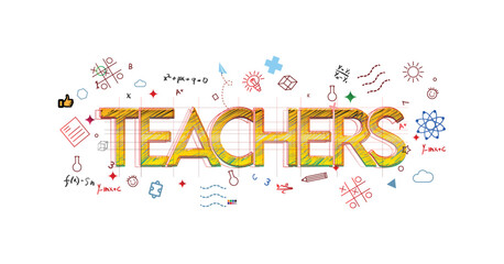 Happy Teachers Day text png teachers text effect Art & Illustration School teachers and student element stock vector images