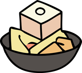 Tofu Cubes in Black Bowl