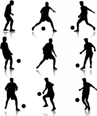 Silhouettes of soccer players...