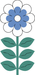 Blue and White Stylized Flower
