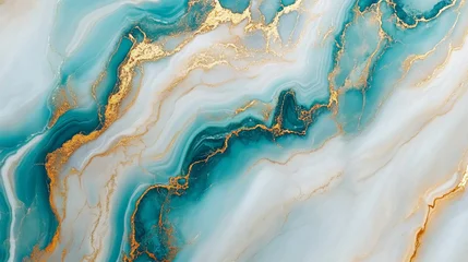 Acrylglasbilder Kristalle Blue and gold marble texture background   © Tidarat