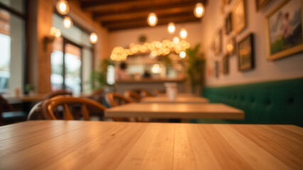 Fototapeta premium Cozy Cafe Interior with Warm Lighting and Inviting Atmosphere Perfect for Relaxation and Meetings