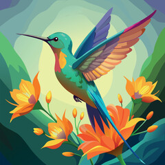 Obraz premium a-vibrant-hummingbird-in-mid-flight--its-wings-a-b .eps