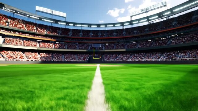 Baseball Stadium with Crowd with Day.