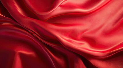 Obraz premium Abstract composition of red satin material fluttering in air on bright background, highlighting elegance, motion, and glossy texture
