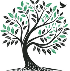 black and white vector tree