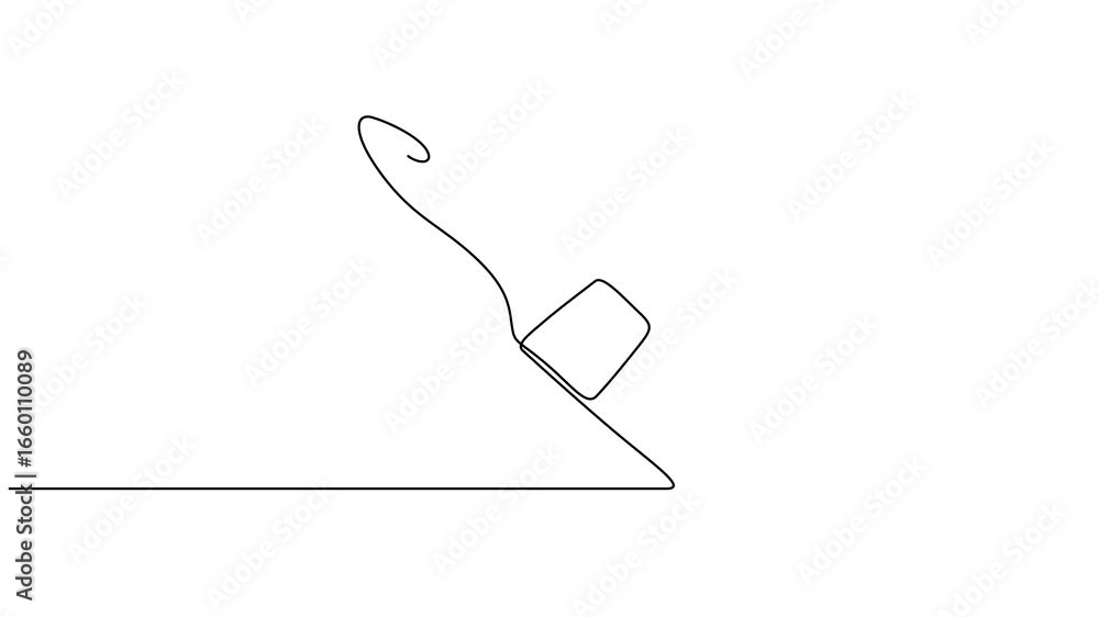 Poster animated self drawing of continuous line draw paint brush isolated on white background. 4k self-draw