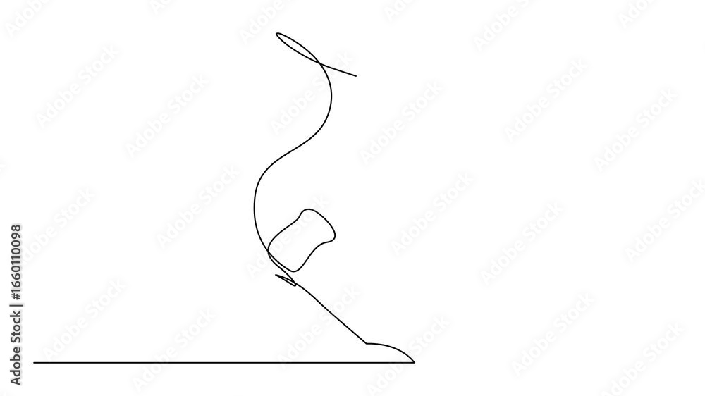 Poster animated self drawing of continuous line draw paint brush isolated on white background. 4k self-draw