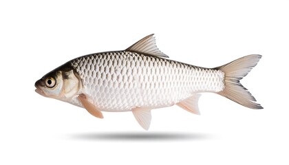 A side profile view of a scaled fish, presented against a plain white background.