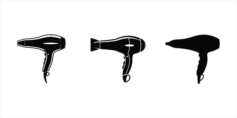 hair dryer vector set hand drawn illustration on white background.