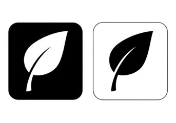 Two minimalist style leaf icons isolated PNG with Transparent Background