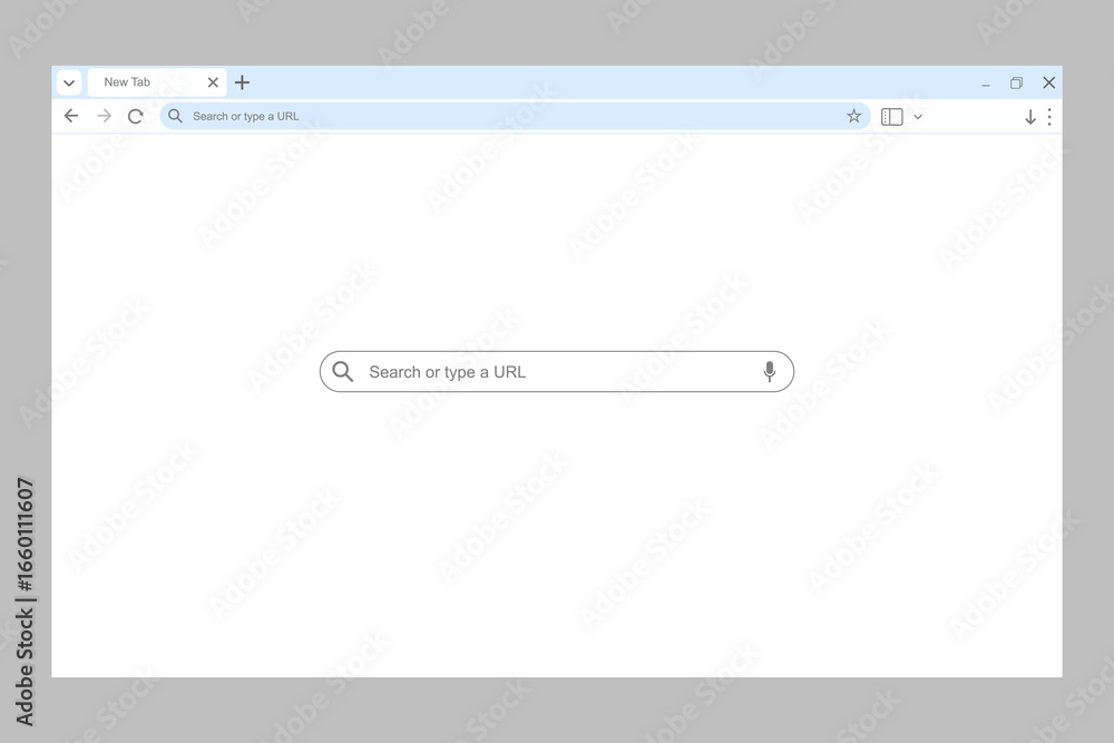 Poster browser web window template with search bar frames and buttons, website mockup for pc laptop in ligh