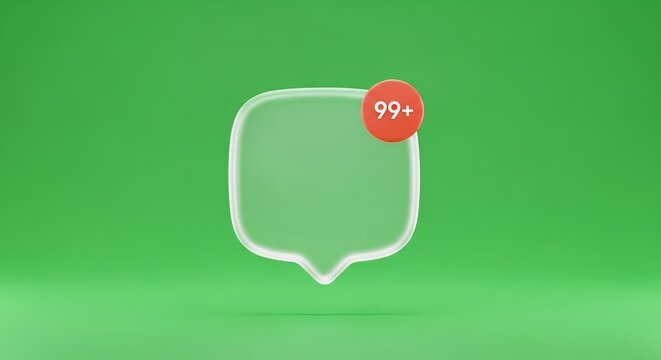 Get Notified: A Digital Message Bubble with 99+ Notifications on Green Background