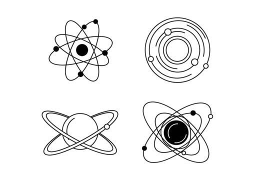 Set of atom icons isolated PNG with Transparent Background